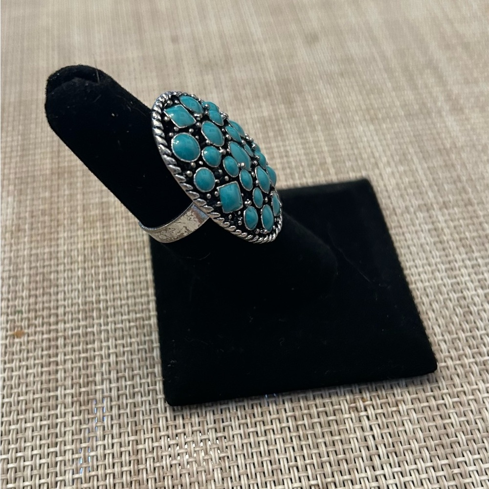Source Unknown Teal Gemstone Ring - image 4